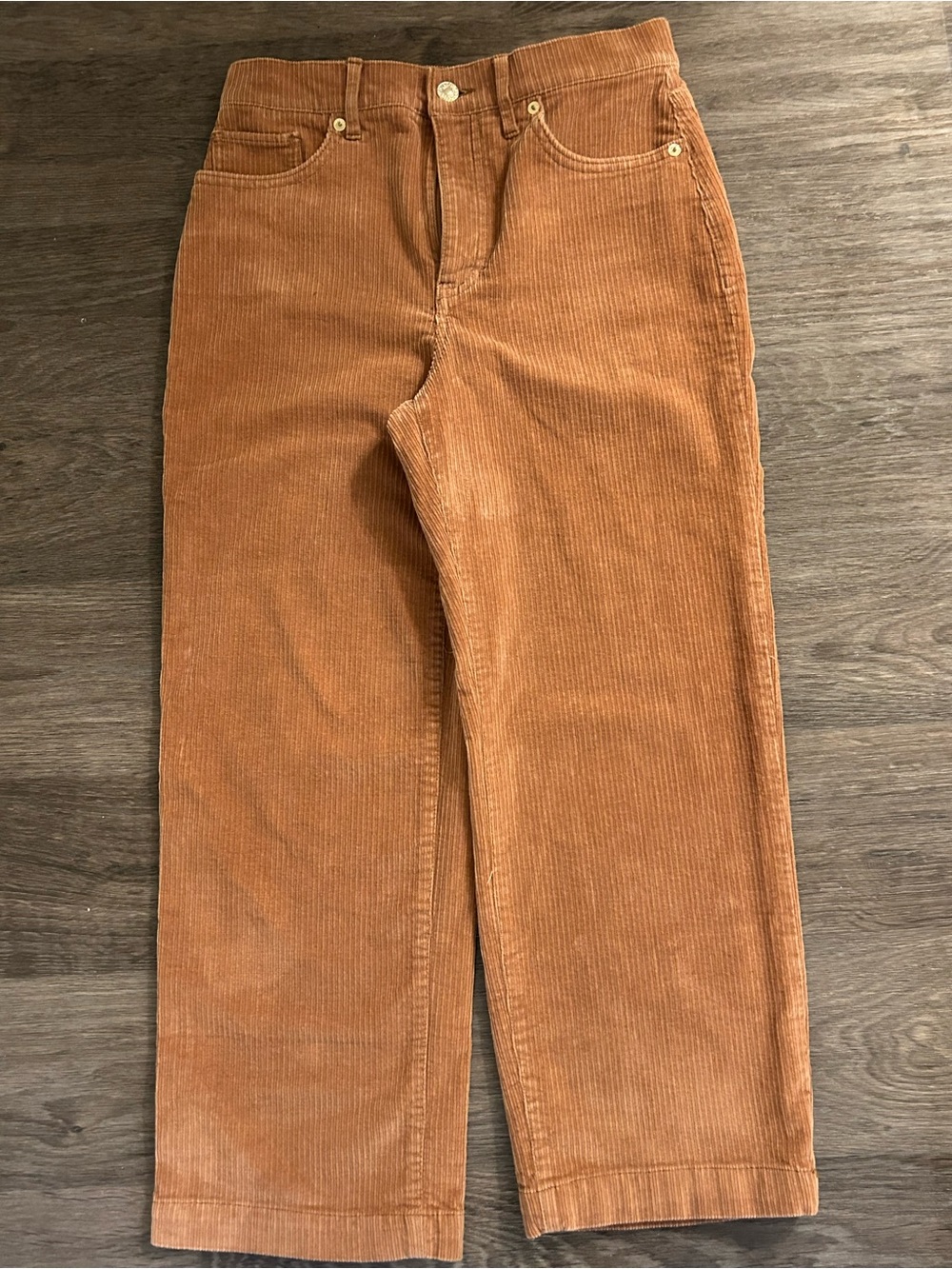 Express Flared Cropped Corduroy Pants in Camel